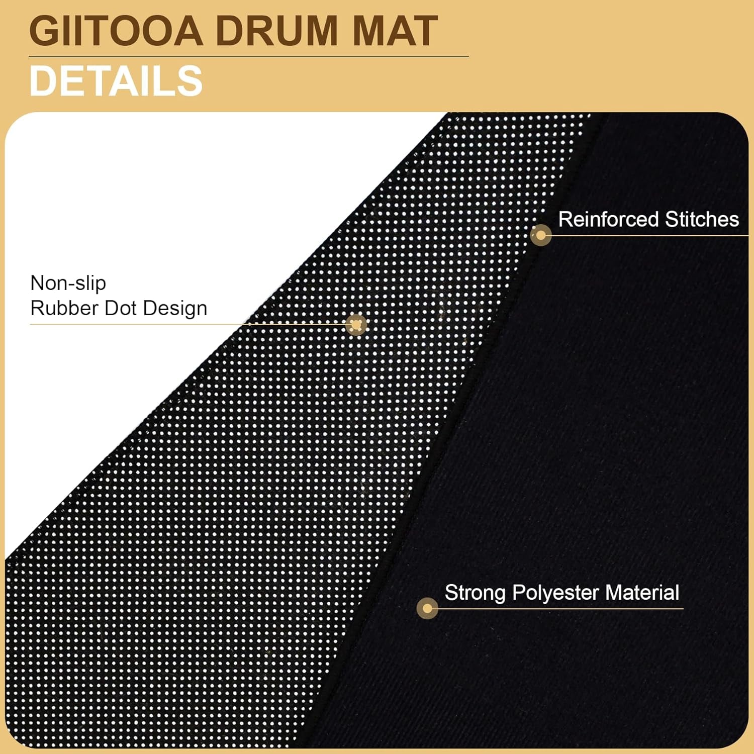 Drum Rug 4X6Ft, Drum Mat with Non-Slip Grip Bottom, Drum Mats and Rugs with Tigh