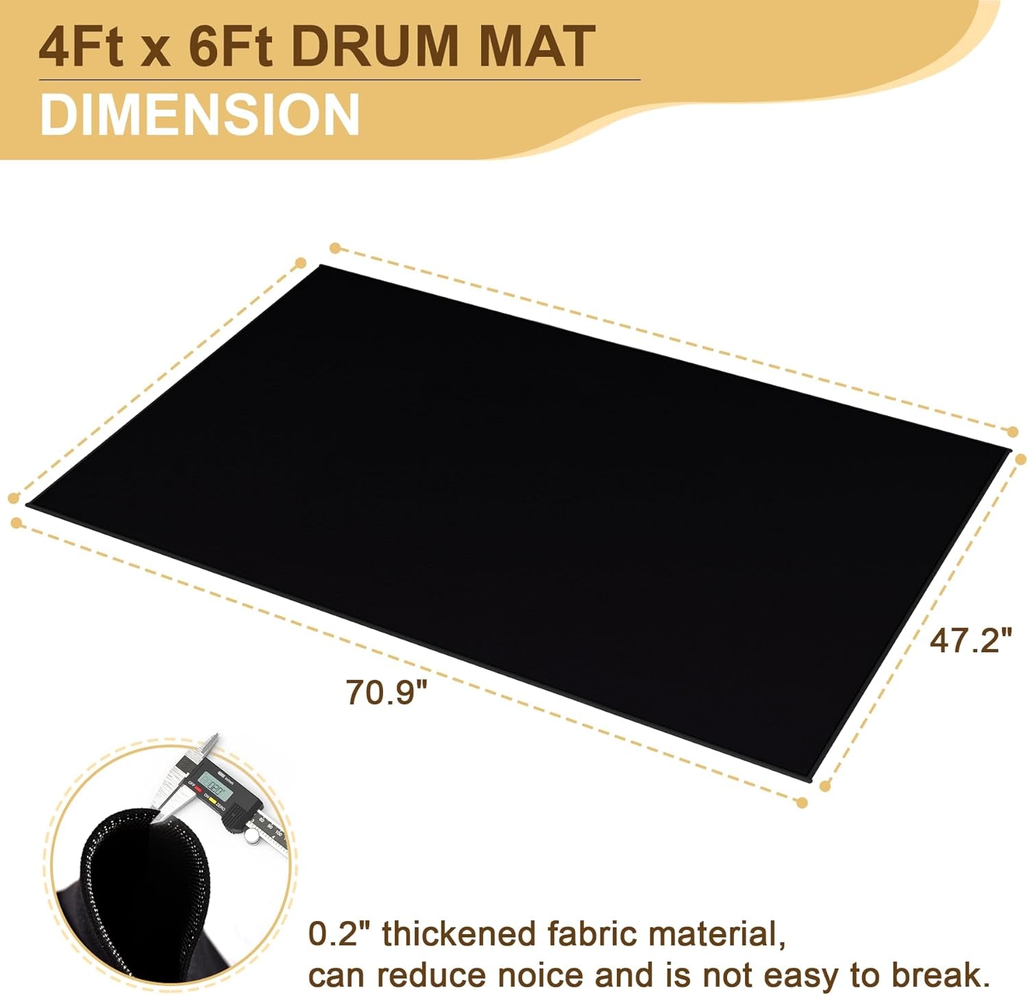 Drum Rug 4X6Ft, Drum Mat with Non-Slip Grip Bottom, Drum Mats and Rugs with Tigh