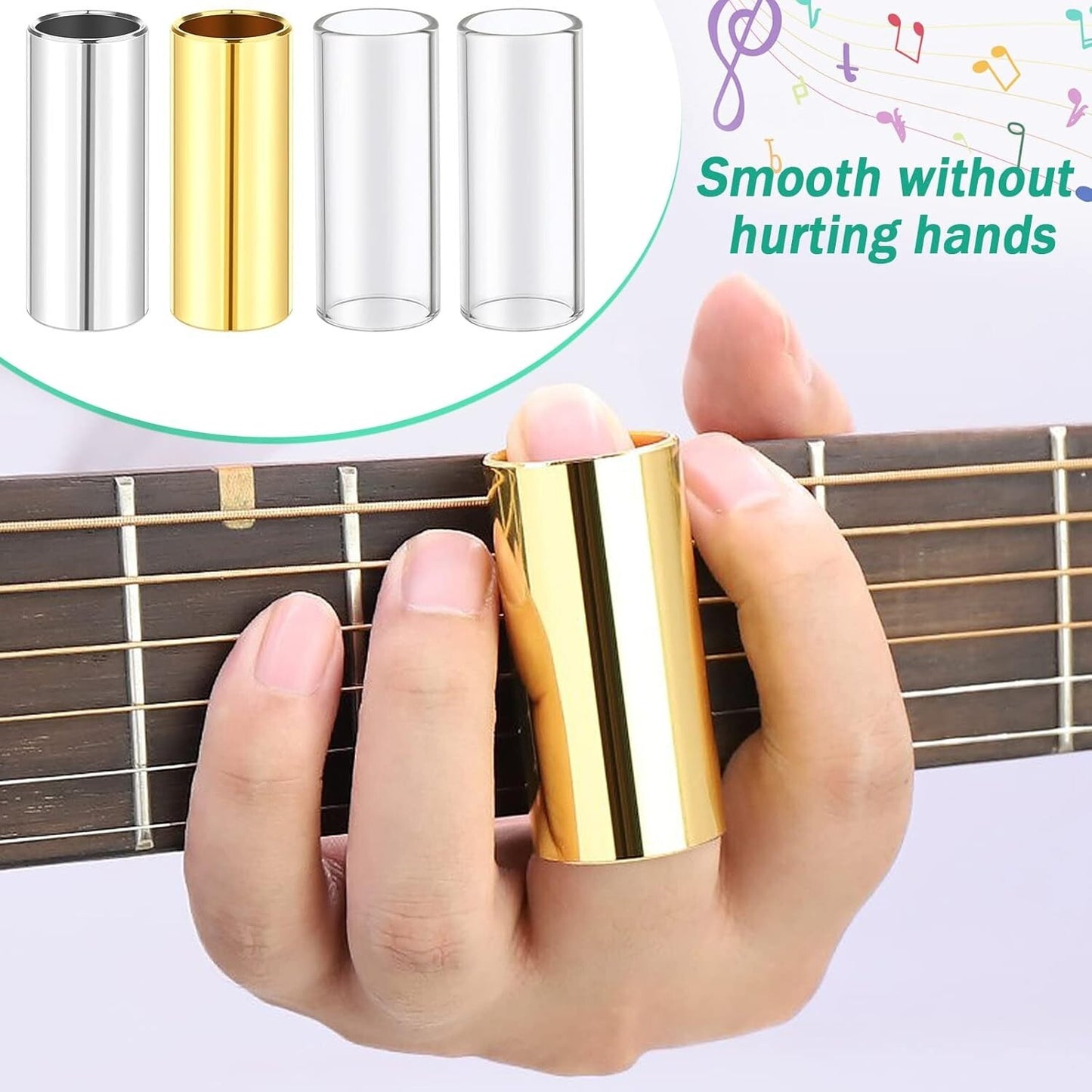 Guitar Accessories Set 4Pcs Slides 10Picks 8Pc Picks Box for Guitars Banjo Uk...